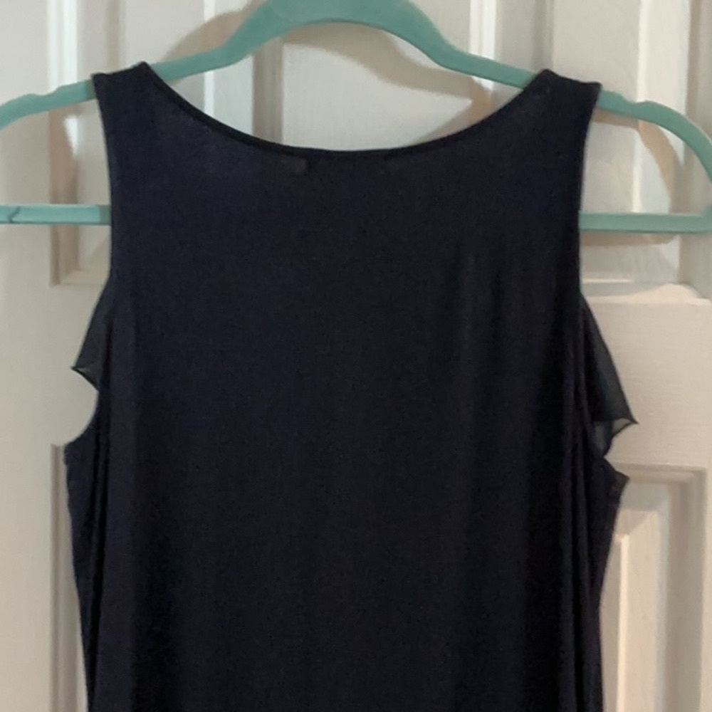 Cache Navy Chiffon Ruffle V-Neck Top - Picture 6 of 8